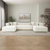 Nolan U-Shape Corner Sofa - Cream Velvet by Ashcroft Imports at Eve Furniture