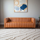 April Mid Century Modern Luxury Tight Back Cognac Leather Couch