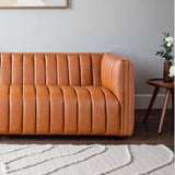 April Mid Century Modern Luxury Tight Back Cognac Leather Couch