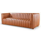 April Mid Century Modern Luxury Tight Back Cognac Leather Couch