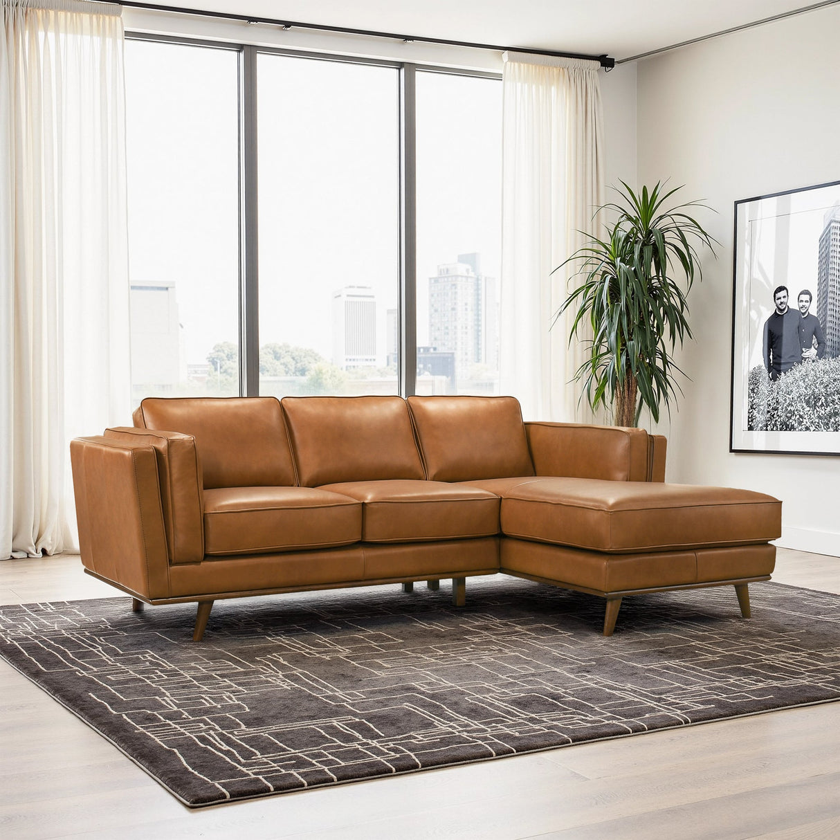 Chase Genuine Leather Sectional Right Facing by Ashcroft Imports at Eve Furniture