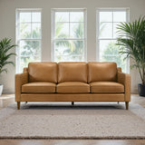 Cooper Mid Century Modern Tan Leather Sofa by Ashcroft Imports at Eve Furniture