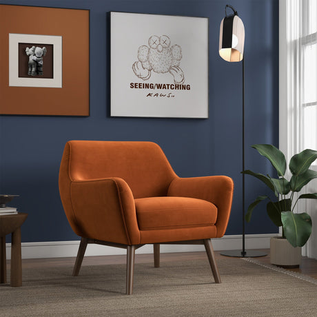 Panom Burnt Orange Velvet Lounge Chair by Ashcroft Imports at Eve Furniture