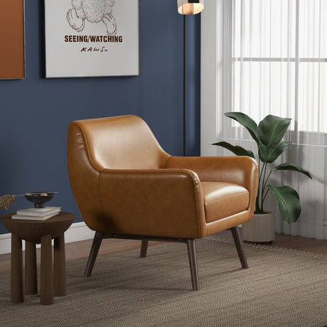Panom Tan Leather Lounge Chair by Ashcroft Furniture at Eve Furniture