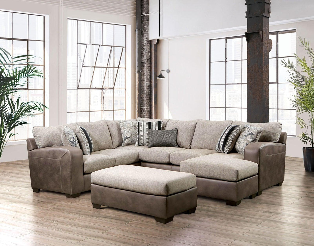 Ashenweald Sectional In Brown and Light Brown by Furniture of America at Eve Furniture