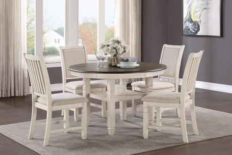 Asher Antique White/Brown Round Dining Table by Homelegance at Eve Furniture