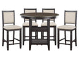 Asher Black/Brown 5-Piece Round Counter Height Dining Set by Homelegance at Eve Furniture