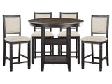 Asher Black/Brown 5-Piece Round Counter Height Dining Set by Homelegance at Eve Furniture