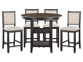 Asher Black/Brown 5-Piece Round Counter Height Dining Set by Homelegance at Eve Furniture