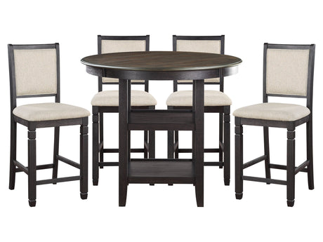 Asher Black/Brown 5-Piece Round Counter Height Dining Set by Homelegance at Eve Furniture