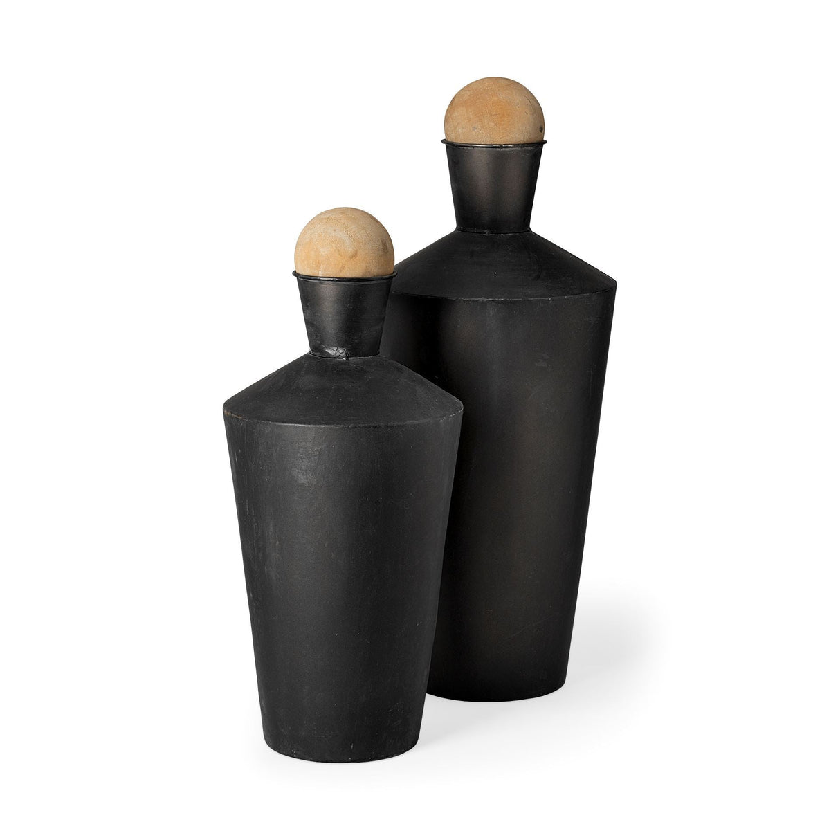 Asher Set of Two Black Metal Urns by Mercana at Eve Furniture