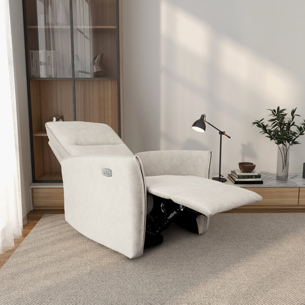 Asheville Cream Suede Recliner Chair by Ashcroft Furniture at Eve Furniture