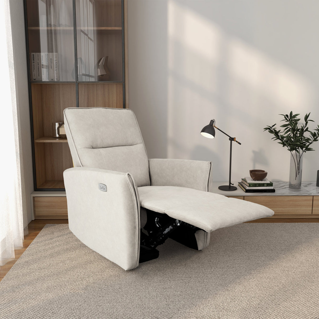 Asheville Cream Suede Recliner Chair by Ashcroft Furniture at Eve Furniture