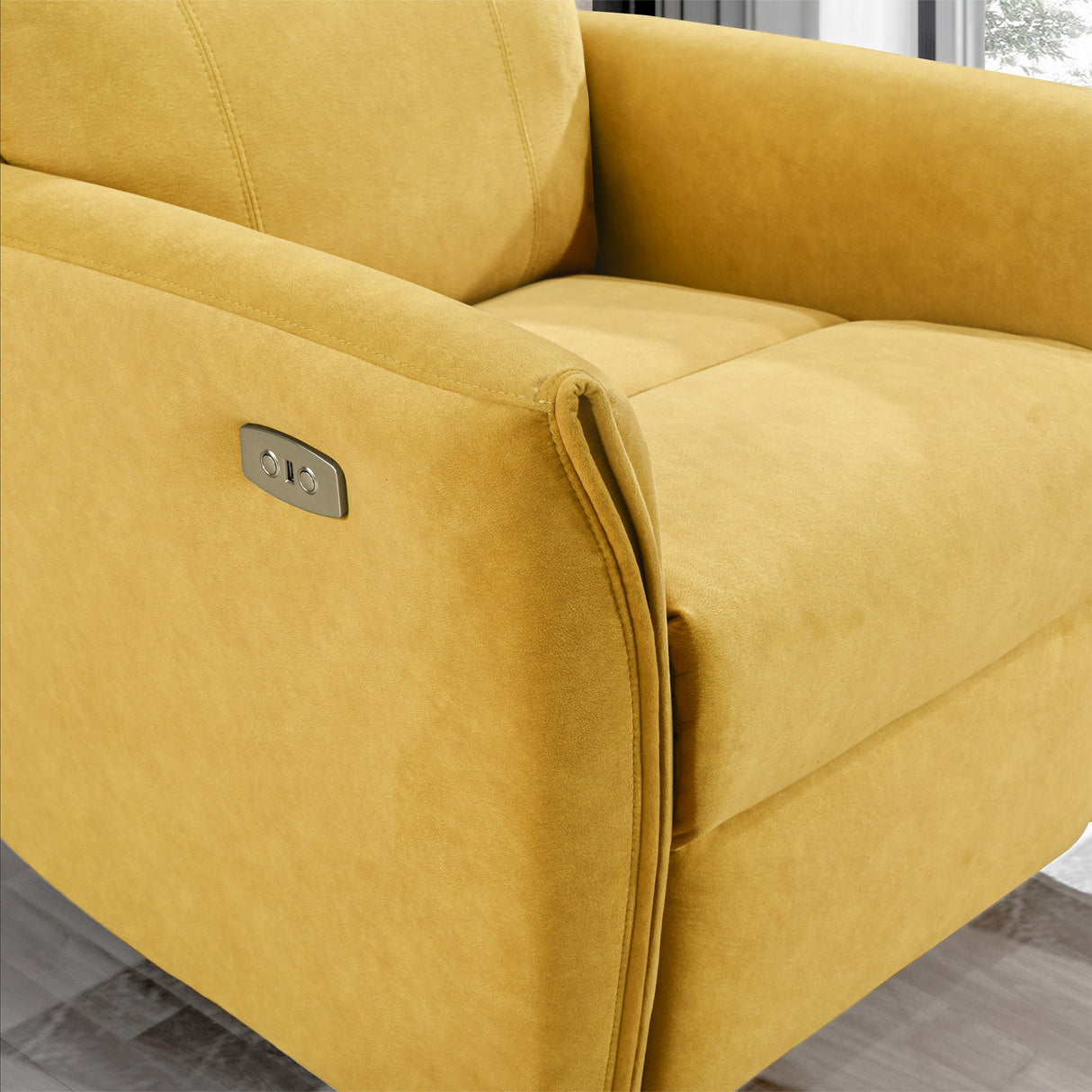 Asheville Dark Yellow Suede Recliner Chair by Ashcroft Furniture at Eve Furniture