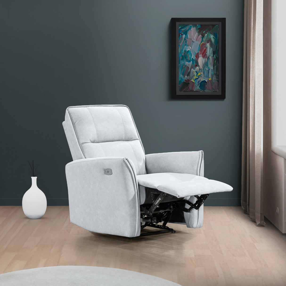 Asheville Grey Suede Recliner Chair by Ashcroft Furniture at Eve Furniture