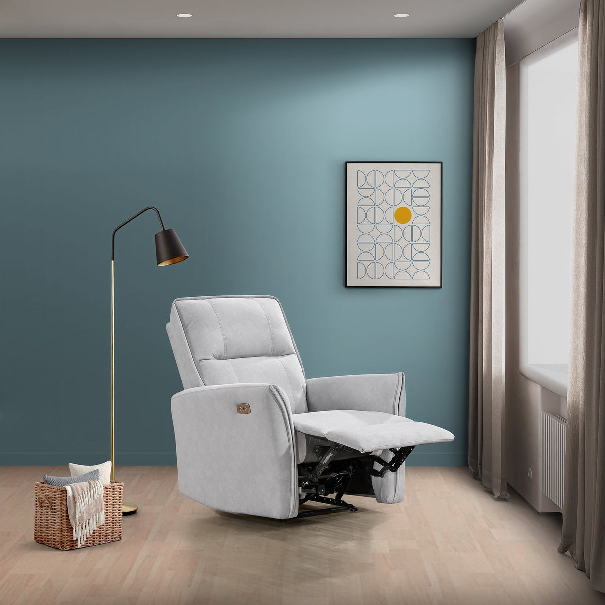 Asheville Grey Suede Recliner Chair by Ashcroft Furniture at Eve Furniture