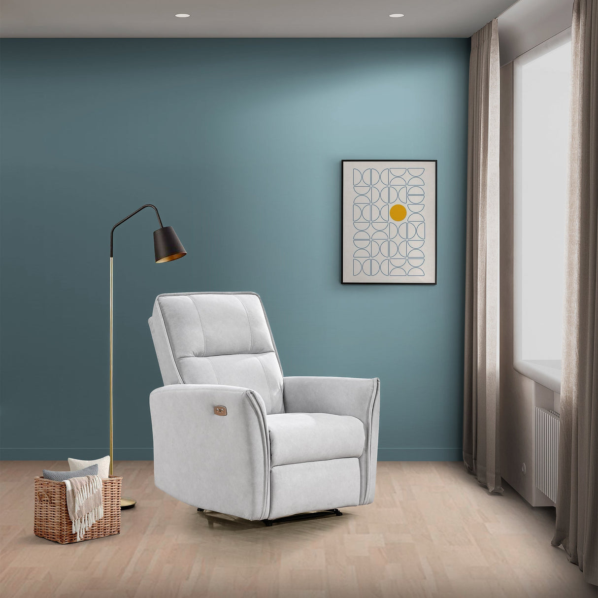 Asheville Grey Suede Recliner Chair by Ashcroft Furniture at Eve Furniture