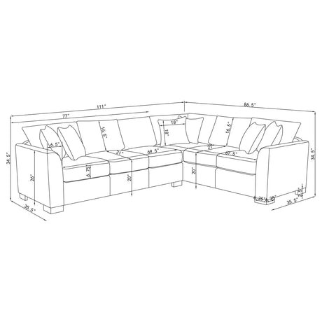 Ashford Greige Chenille Upholstered Sleeper Sectional Sofa by Coaster at Eve Furniture