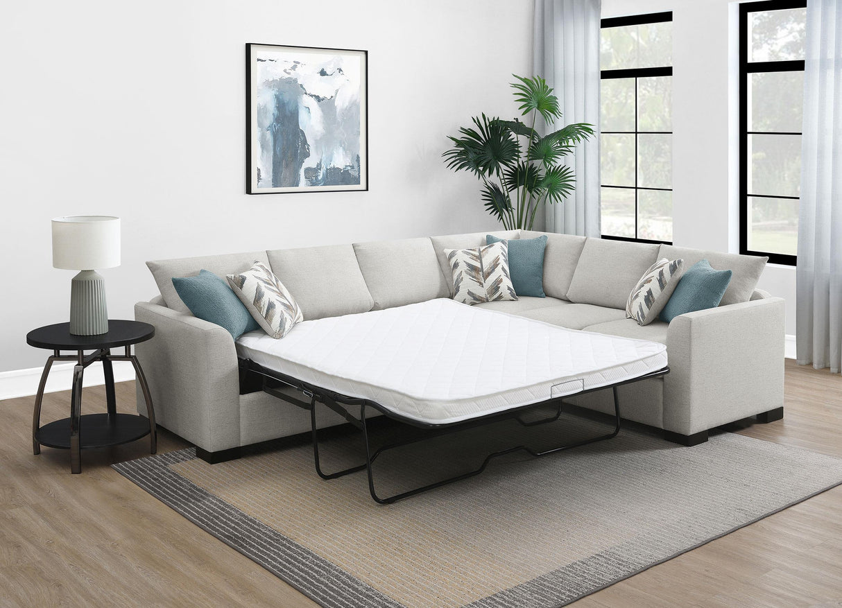 Ashford Greige Chenille Upholstered Sleeper Sectional Sofa by Coaster at Eve Furniture