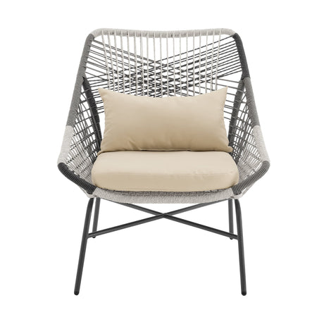 Ashland 3-Piece Patio Conversation Set with Foot Ottomans in Cream by Manhattan Comfort at Eve Furniture