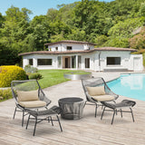 Ashland 3-Piece Patio Conversation Set with Foot Ottomans in Cream by Manhattan Comfort at Eve Furniture