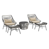 Ashland 3-Piece Patio Conversation Set with Foot Ottomans in Cream by Manhattan Comfort at Eve Furniture