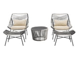 Ashland 3-Piece Patio Conversation Set with Foot Ottomans in Cream by Manhattan Comfort at Eve Furniture