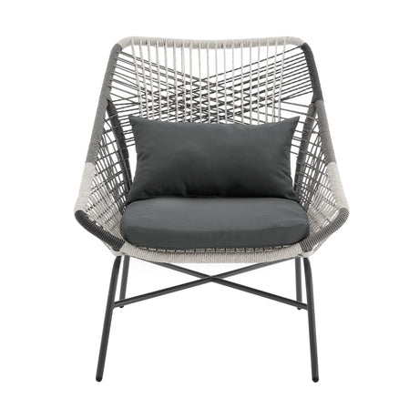 Ashland 3-Piece Patio Conversation Set with Foot Ottomans in Grey by Manhattan Comfort at Eve Furniture