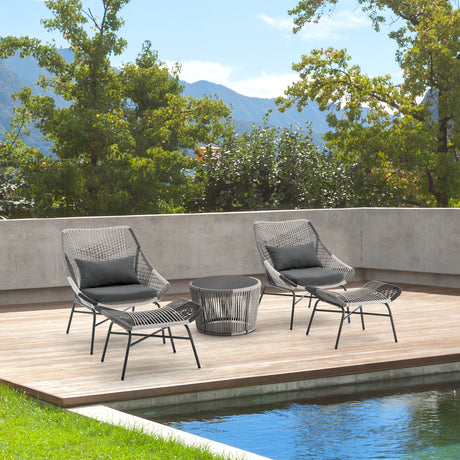 Ashland 3-Piece Patio Conversation Set with Foot Ottomans in Grey by Manhattan Comfort at Eve Furniture