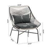 Ashland 3-Piece Patio Conversation Set with Foot Ottomans in Grey by Manhattan Comfort at Eve Furniture