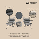Ashland 3-Piece Patio Conversation Set with Foot Ottomans in Grey by Manhattan Comfort at Eve Furniture