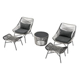 Ashland 3-Piece Patio Conversation Set with Foot Ottomans in Grey by Manhattan Comfort at Eve Furniture