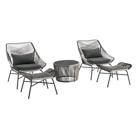 Ashland 3-Piece Patio Conversation Set with Foot Ottomans in Grey by Manhattan Comfort at Eve Furniture