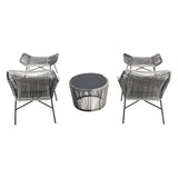 Ashland 3-Piece Patio Conversation Set with Foot Ottomans in Grey by Manhattan Comfort at Eve Furniture