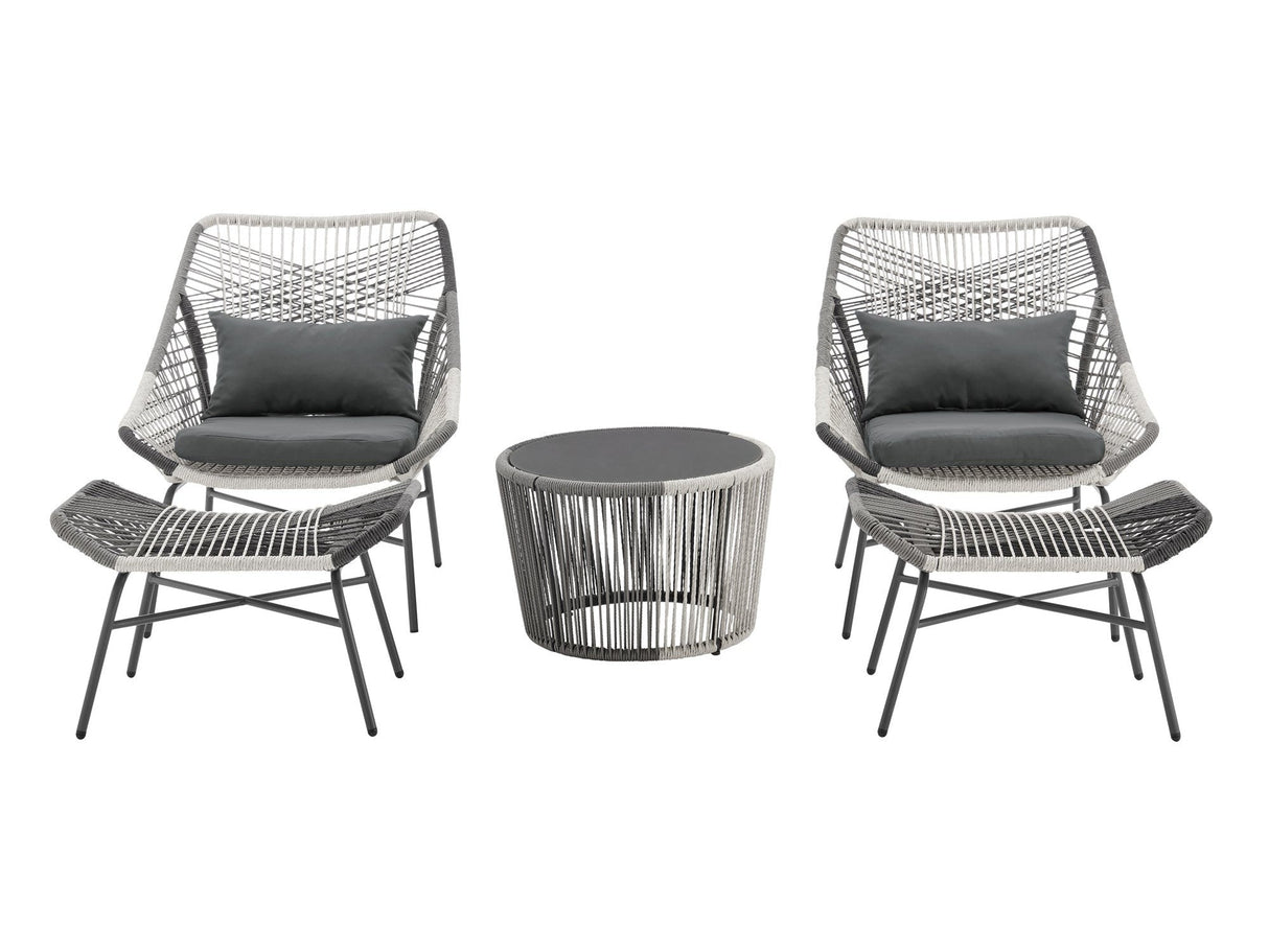 Ashland 3-Piece Patio Conversation Set with Foot Ottomans in Grey by Manhattan Comfort at Eve Furniture