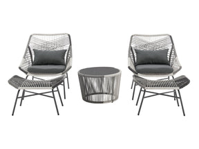 Ashland 3-Piece Patio Conversation Set with Foot Ottomans in Grey by Manhattan Comfort at Eve Furniture