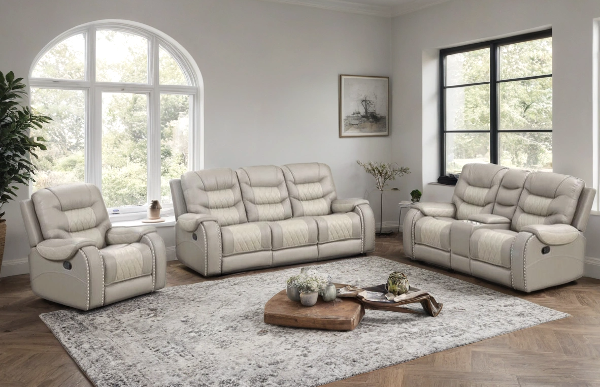 Ashley Gray 3-Piece Reclining Living Room Set by Happy Homes at Eve Furniture