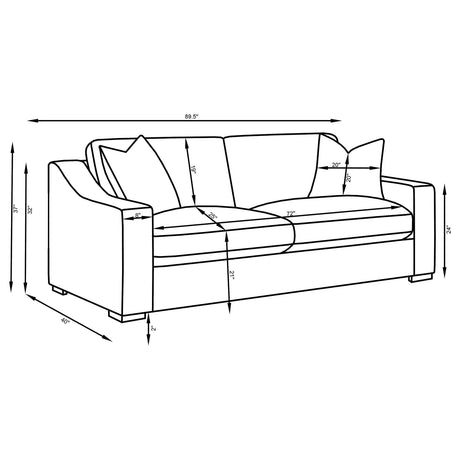 Ashlyn Sand Fabric Upholstered Track Arm Sofa by Coaster at Eve Furniture