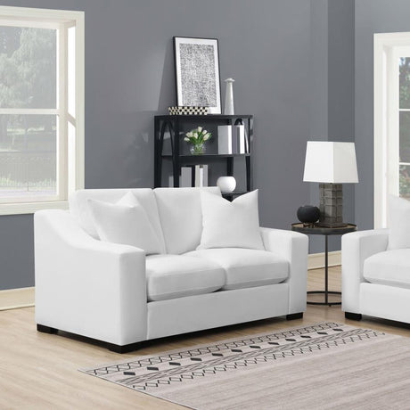 Ashlyn White Upholstered Sloped Arms Loveseat by Coaster at Eve Furniture