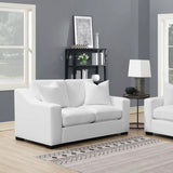 Ashlyn White Upholstered Sloped Arms Loveseat by Coaster at Eve Furniture