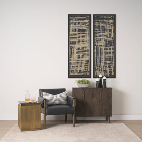 Ashton Black Vegan Leather w/ Dark Brown Wood Accent Chair by Mercana at Eve Furniture