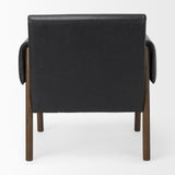 Ashton Black Vegan Leather w/ Dark Brown Wood Accent Chair by Mercana at Eve Furniture