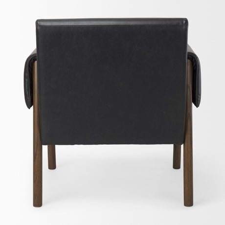 Ashton Black Vegan Leather w/ Dark Brown Wood Accent Chair by Mercana at Eve Furniture