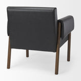 Ashton Black Vegan Leather w/ Dark Brown Wood Accent Chair by Mercana at Eve Furniture