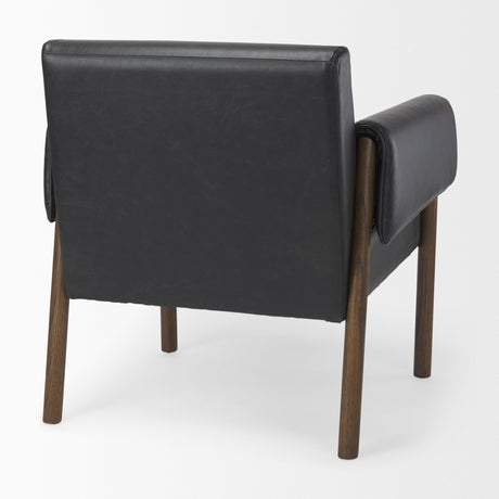 Ashton Black Vegan Leather w/ Dark Brown Wood Accent Chair by Mercana at Eve Furniture