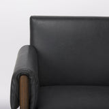Ashton Black Vegan Leather w/ Dark Brown Wood Accent Chair by Mercana at Eve Furniture