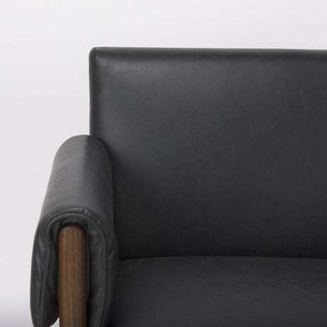 Ashton Black Vegan Leather w/ Dark Brown Wood Accent Chair by Mercana at Eve Furniture