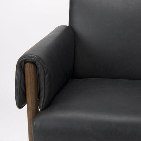 Ashton Black Vegan Leather w/ Dark Brown Wood Accent Chair by Mercana at Eve Furniture