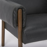 Ashton Black Vegan Leather w/ Dark Brown Wood Accent Chair by Mercana at Eve Furniture