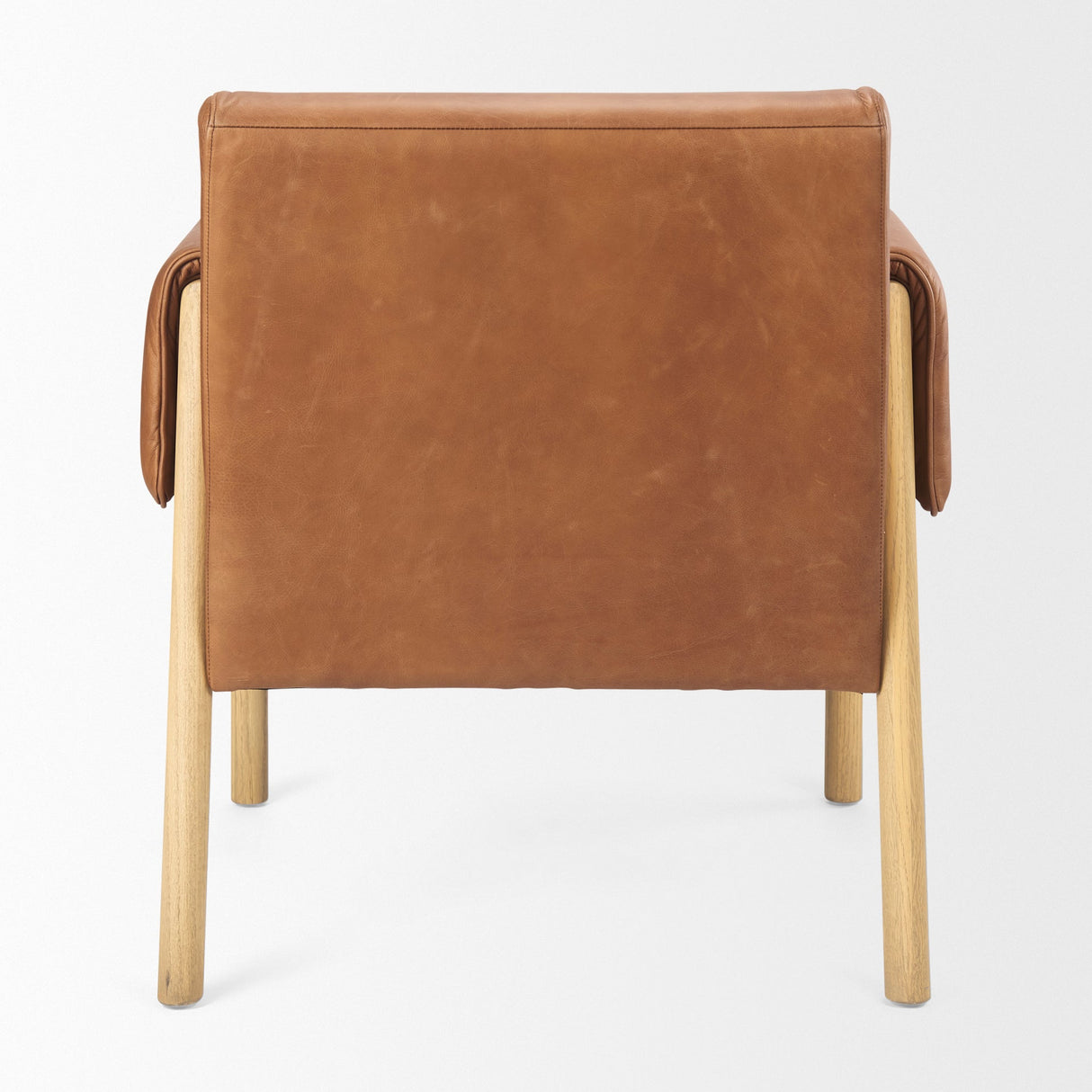 Ashton Brown Leather w/ Light Wood Accent Chair by Mercana at Eve Furniture